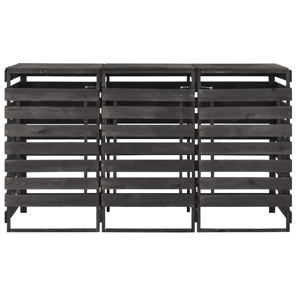 3 ratastega prügikasti kuur, 210x75x121 cm, värvitud, männipuit