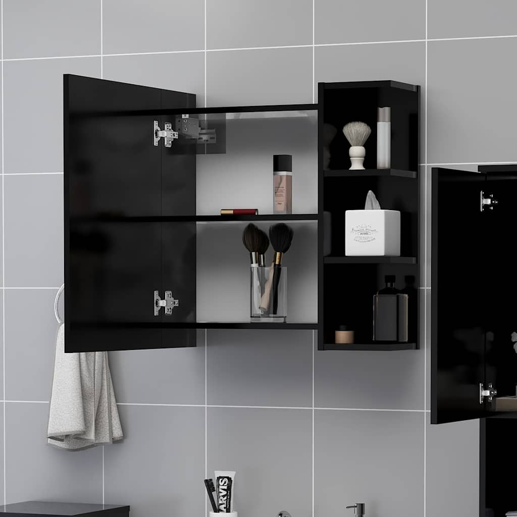 Vannitoa peeglikapp must 62,5x20,5x64 cm tehispuit