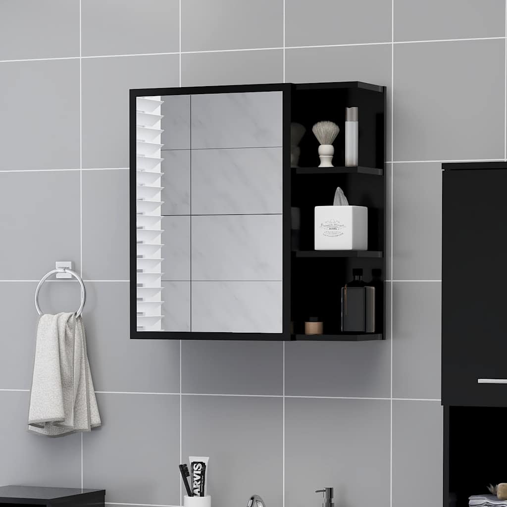 Vannitoa peeglikapp must 62,5x20,5x64 cm tehispuit