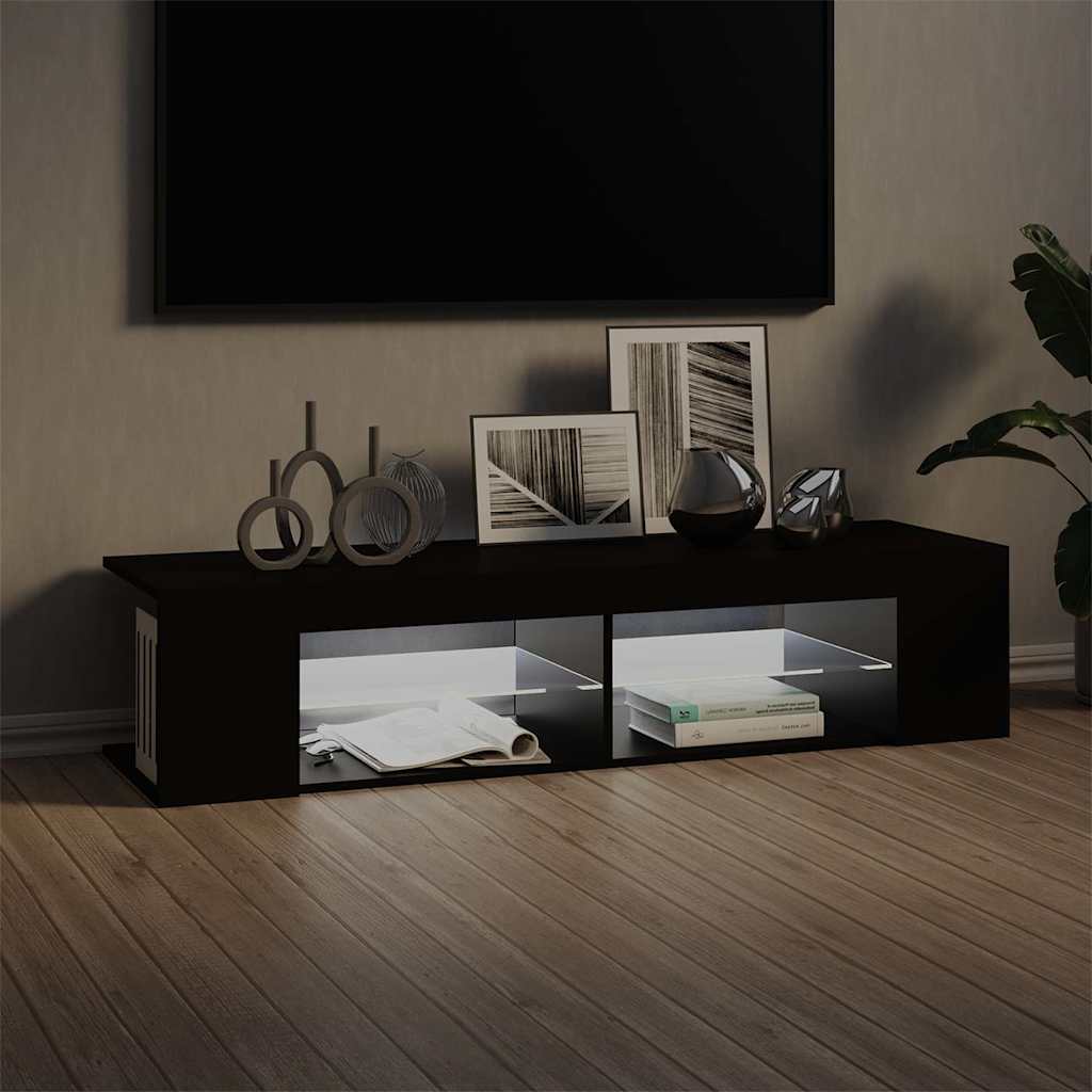 Telerialus LED-tuledega, must, 135x39x30 cm