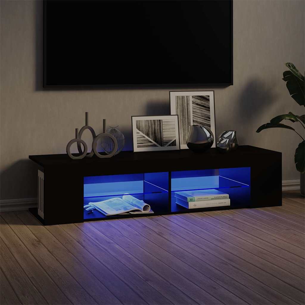 Telerialus LED-tuledega, must, 135x39x30 cm