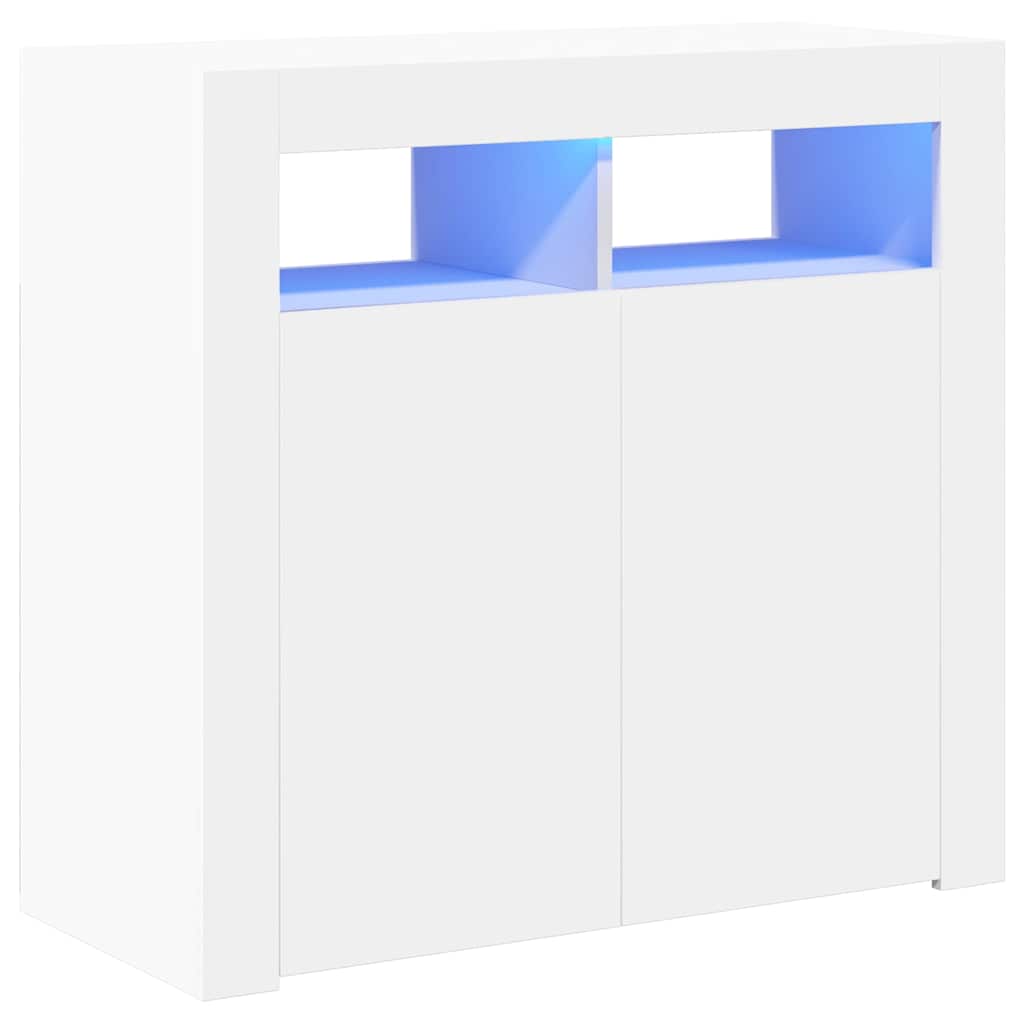 Puhvetkapp LED-tulega, valge, 80 x 35 x 75 cm