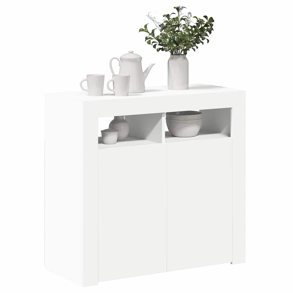 Puhvetkapp LED-tulega, valge, 80 x 35 x 75 cm
