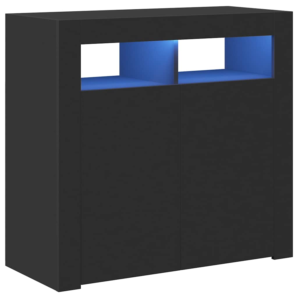 Puhvetkapp LED-tulega, must, 80 x 35 x 75 cm