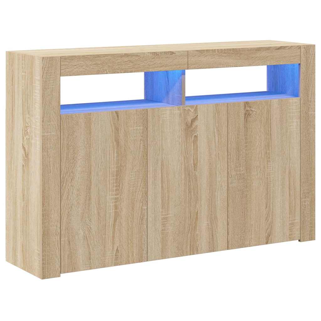 Puhvetkapp LED tuledega, Sonoma tamm, 115,5 x 30 x 75 cm
