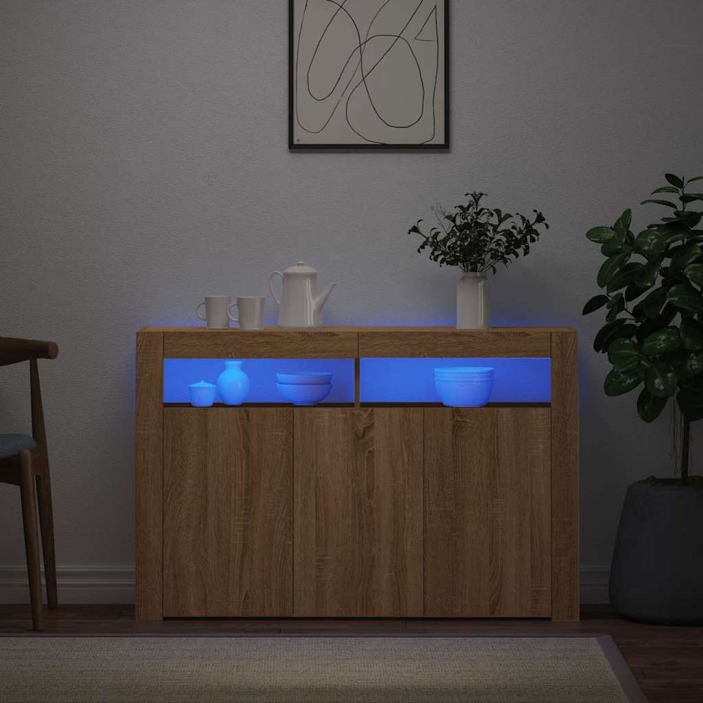 Puhvetkapp LED tuledega, Sonoma tamm, 115,5 x 30 x 75 cm