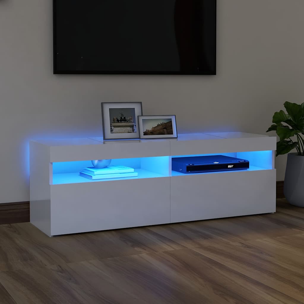 Telerialus LED-tuledega, kõrgläikega valge, 120 x 35 x 40 cm