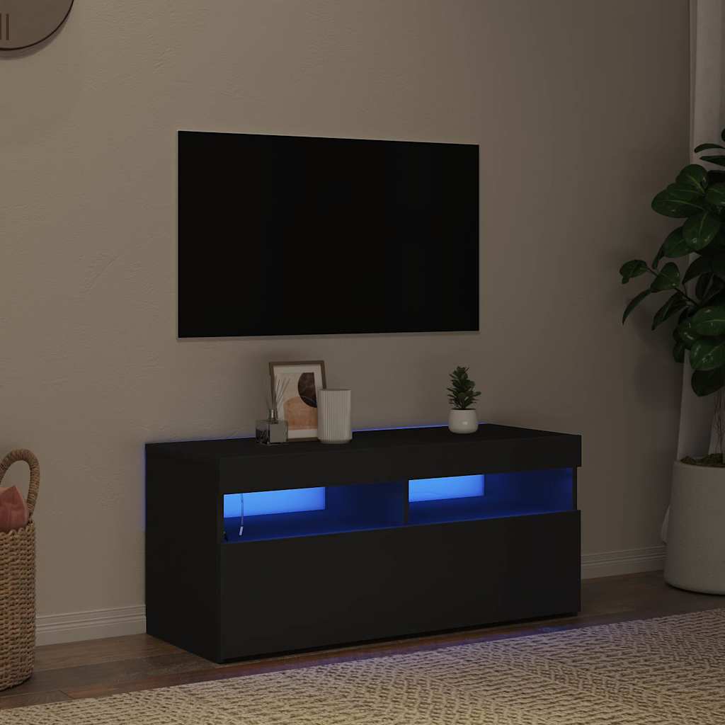 Telerialus LED-tuledega, must, 90 x 35 x 40 cm