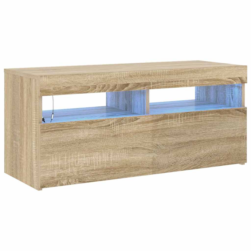Telerialus LED-tuledega, Sonoma tamm, 90 x 35 x 40 cm