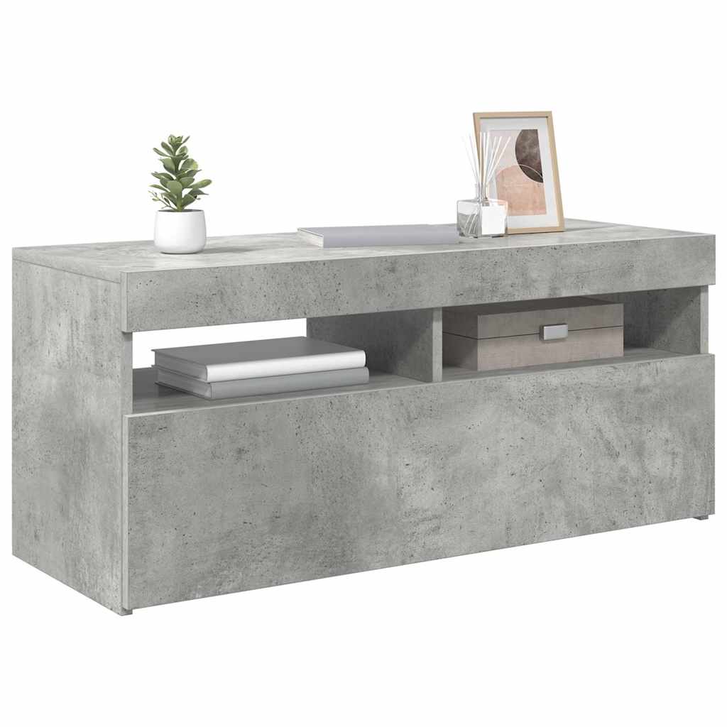 Telerialus LED-tuledega, betoonhall, 90 x 35 x 40 cm