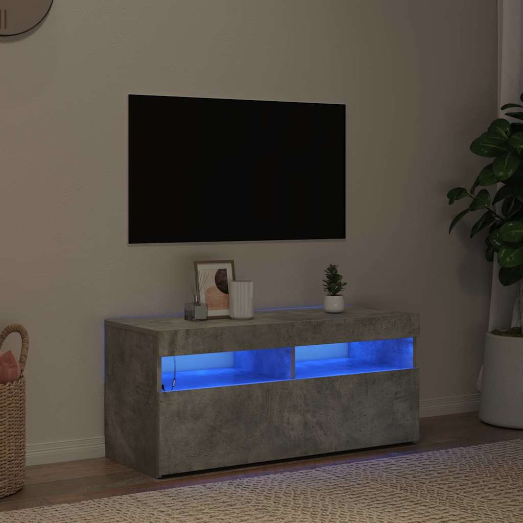 Telerialus LED-tuledega, betoonhall, 90 x 35 x 40 cm