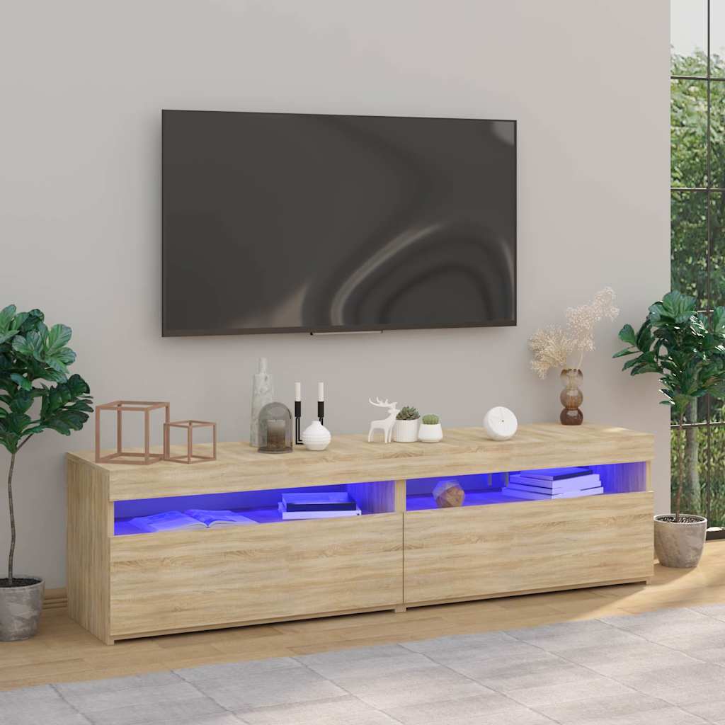 Telerialused LED-tuledega, 2 tk, Sonoma tamm, 75x35x40 cm