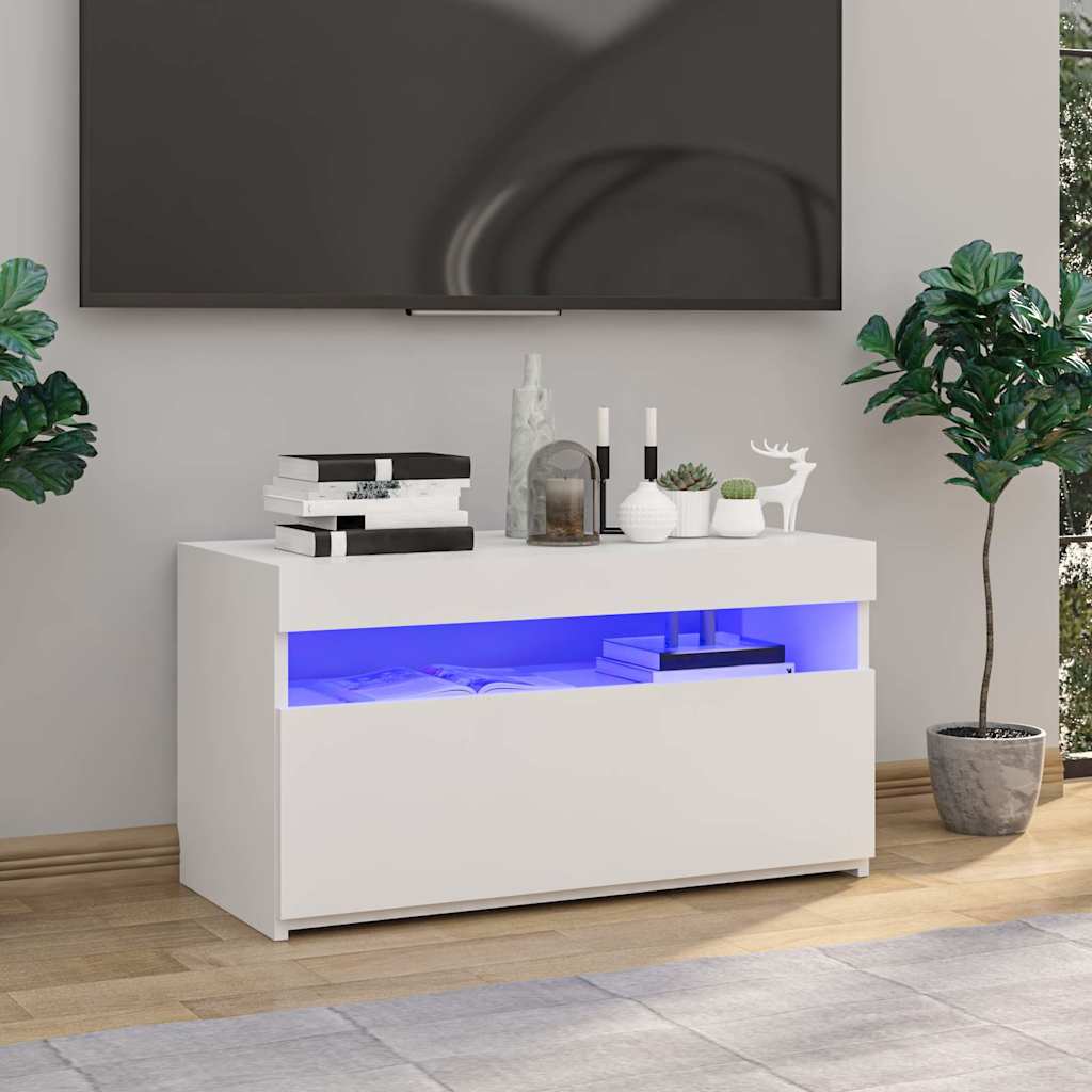 Telerialus LED-tuledega, kõrgläikega valge, 75x35x40 cm