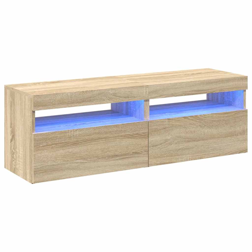 Telerialus LED-tuledega, 2 tk, Sonoma tamm, 60 x 35 x 40 cm