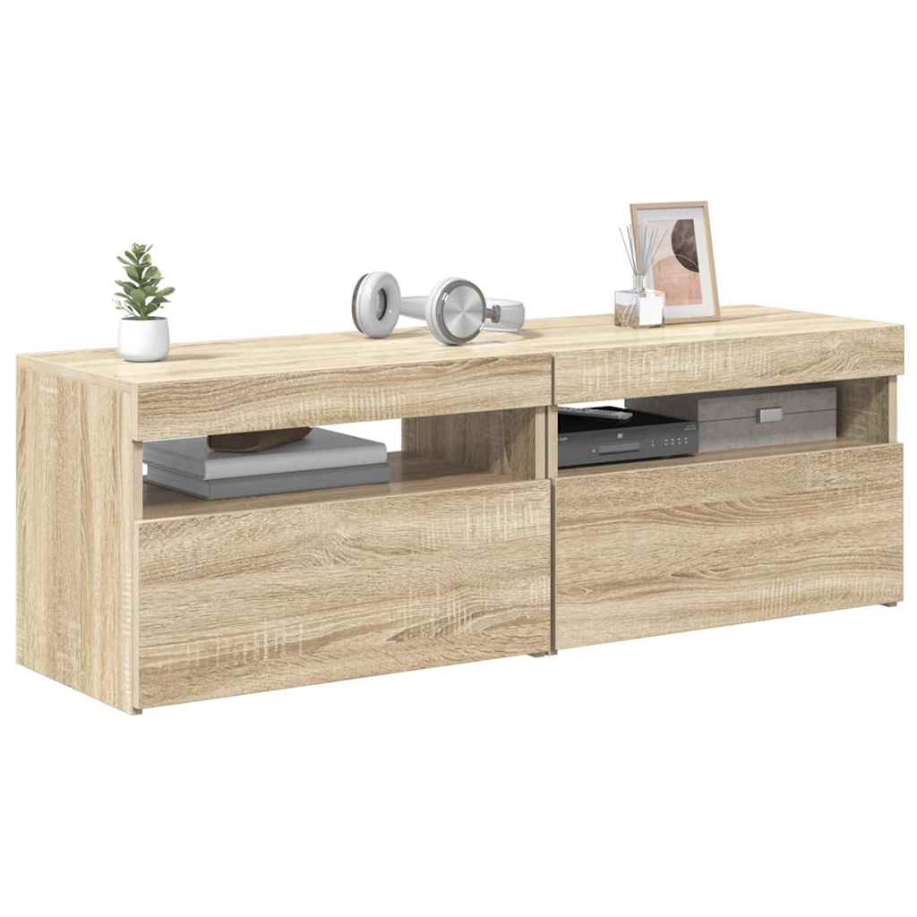 Telerialus LED-tuledega, 2 tk, Sonoma tamm, 60 x 35 x 40 cm