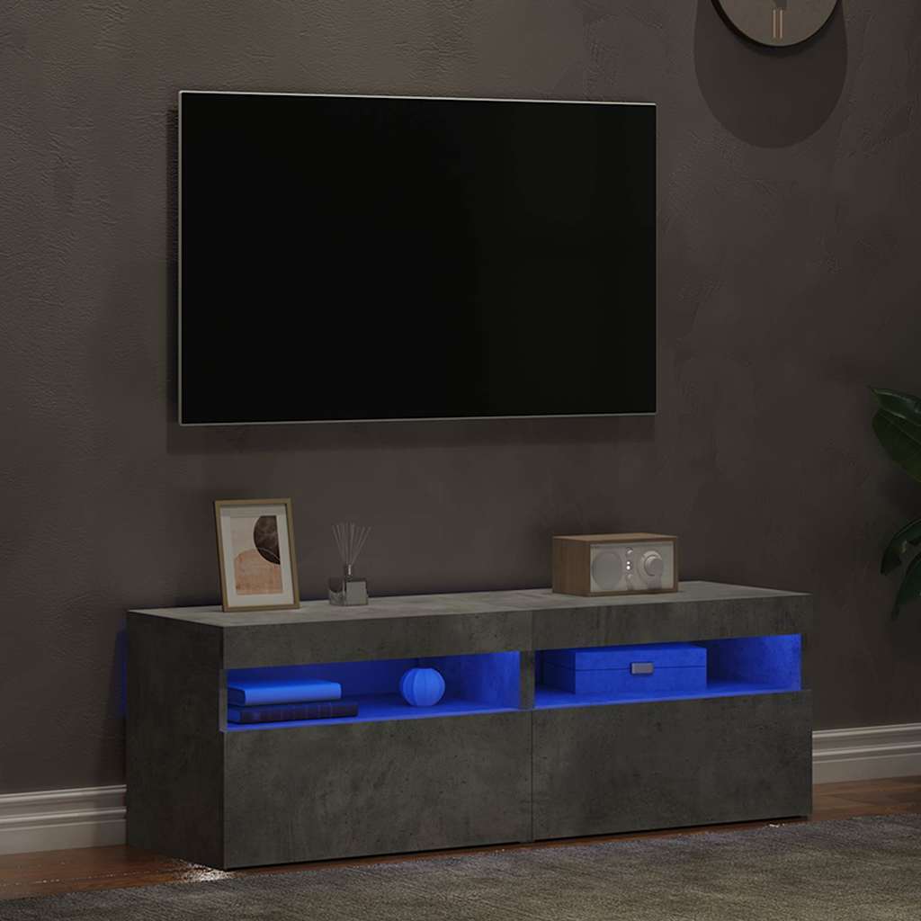 Telerialused LED-tuledega, 2 tk, betoonhall, 60 x 35 x 40 cm
