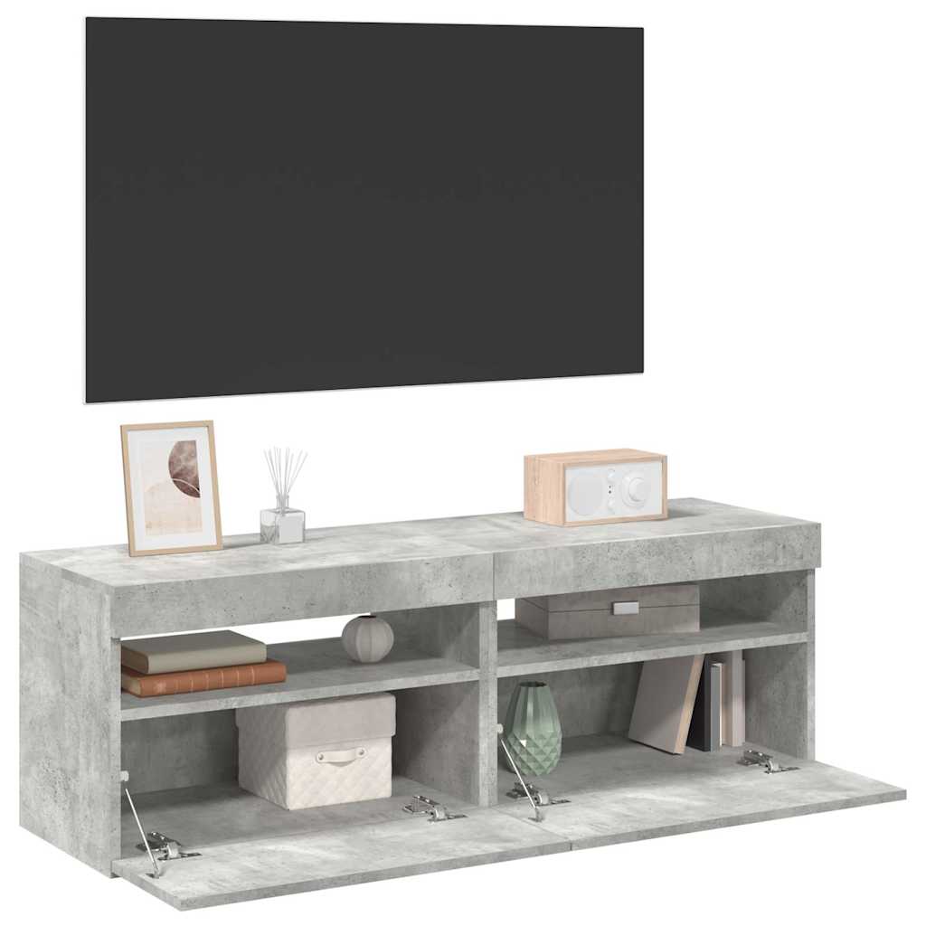 Telerialused LED-tuledega, 2 tk, betoonhall, 60 x 35 x 40 cm