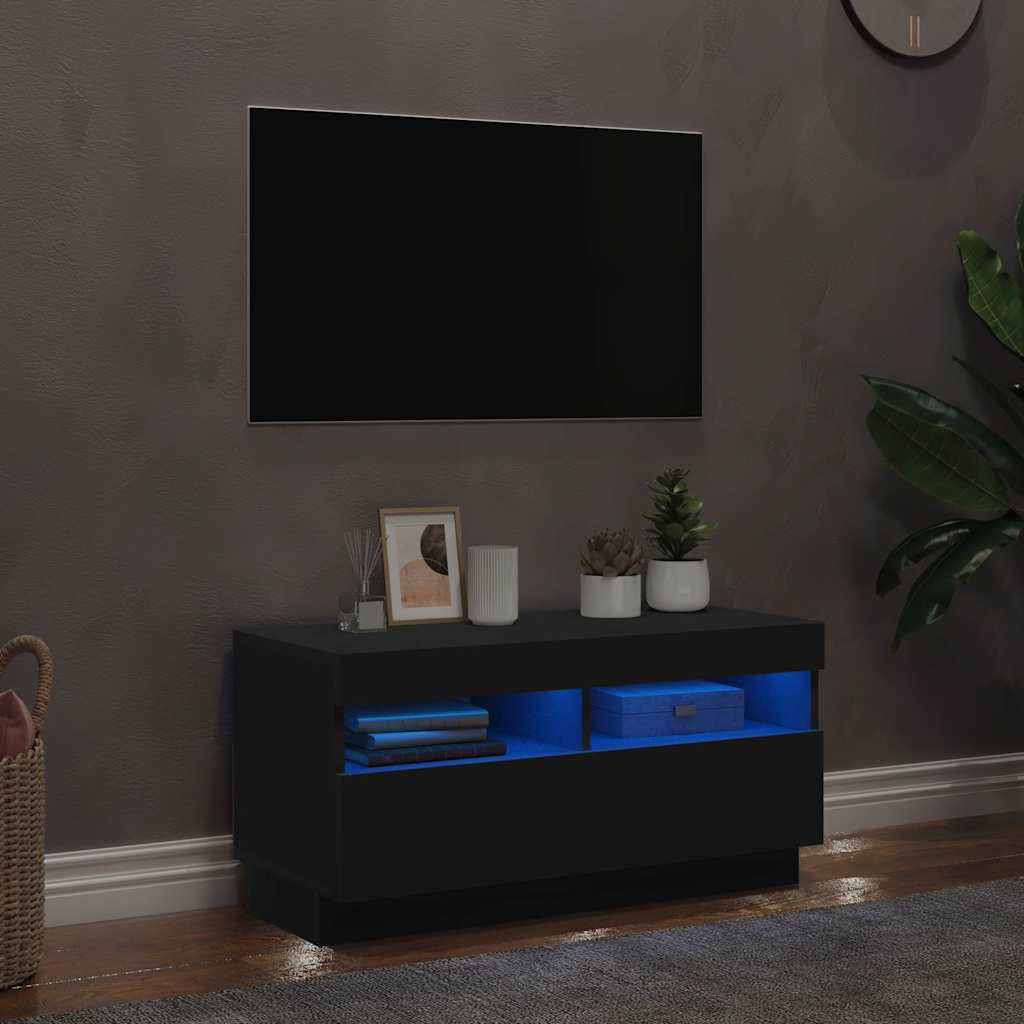 Telerialus LED-tuledega, must, 80 x 35 x 40 cm