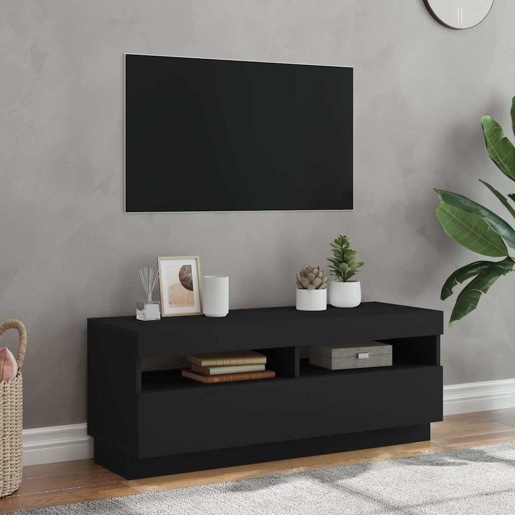 Telerialus LED-tuledega, must, 100x35x40 cm