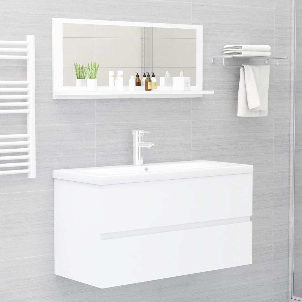 Vannitoa peeglikapp valge 90x10,5x37 cm puitlaastplaat