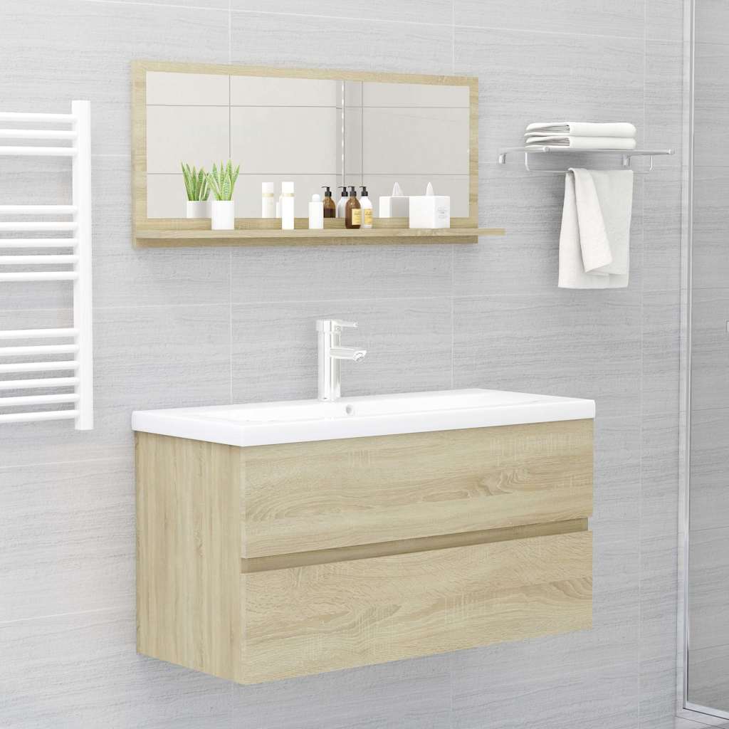 Vannitoa peegel, valge, Sonoma tamm, 90 x 10,5 x 37 cm, puitlaastplaat