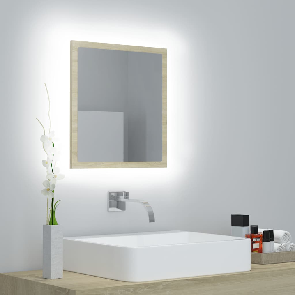 LED vannitoa peeglikapp, Sonoma tamm, 40 x 8,5 x 37 cm, akrüül