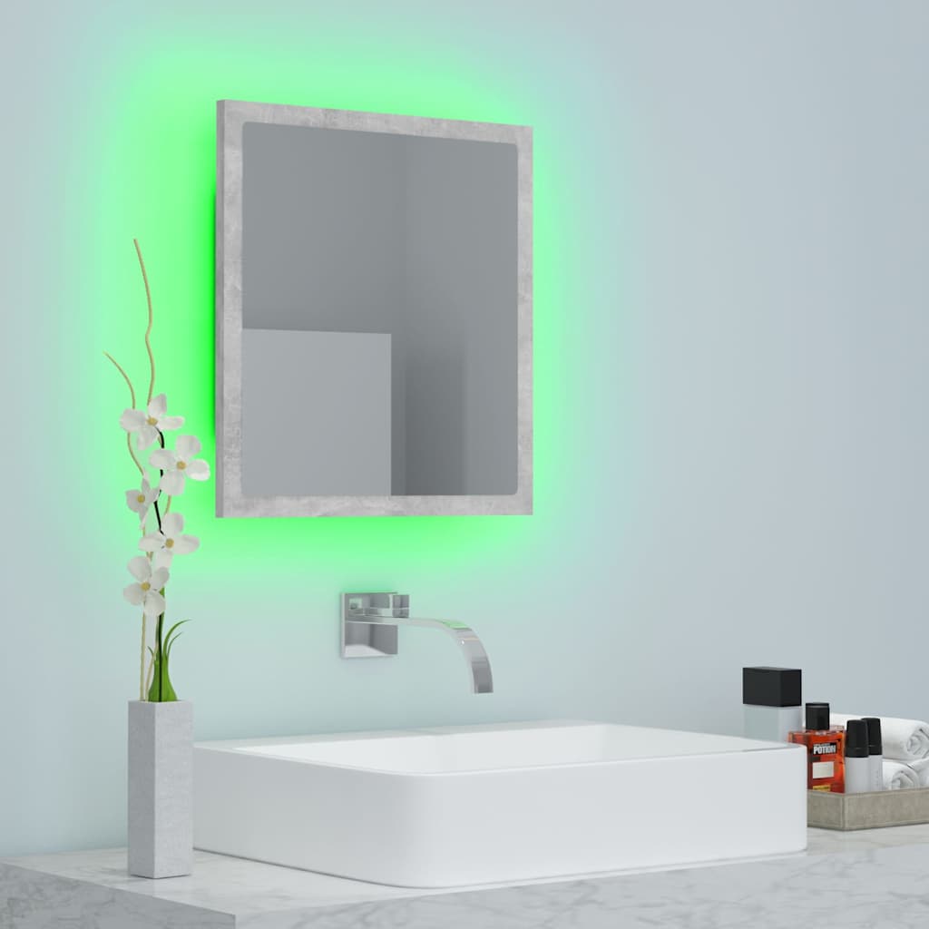 LED vannitoa peeglikapp, betoonhall, 40 x 8,5 x 37 cm, akrüül