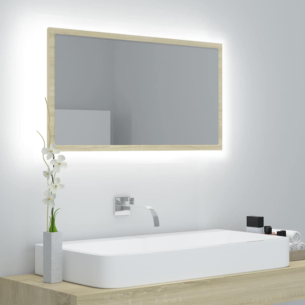 LED vannitoa peeglikapp, Sonoma tamm, 80x8,5x37 cm, akrüül