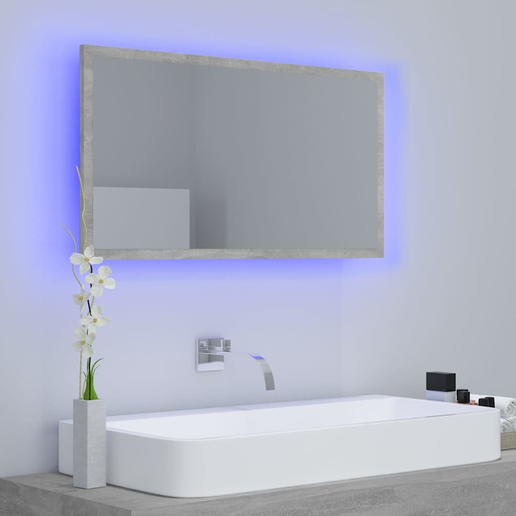 LED vannitoa peeglikapp, betoonhall, 80x8,5x37 cm, akrüül