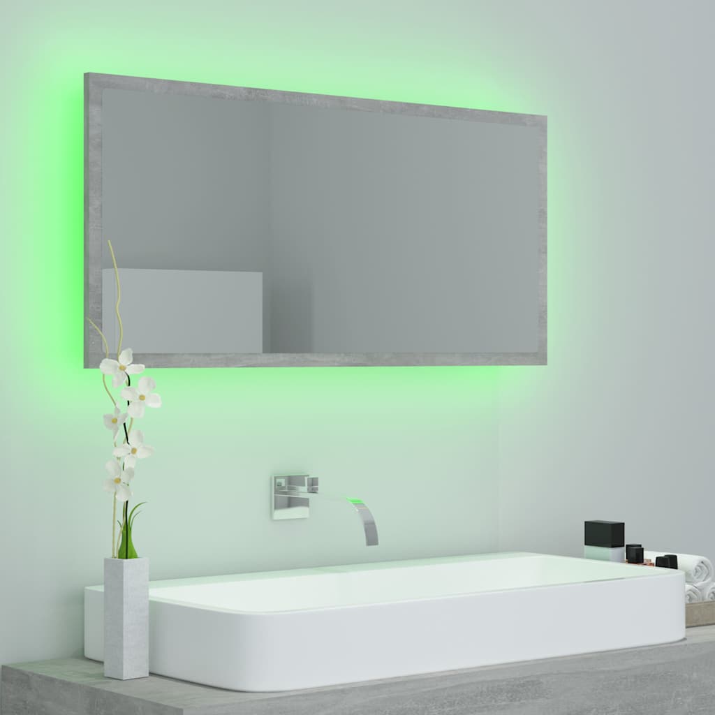 LED vannitoa peeglikapp, betoonhall, 90x8,5x37 cm, akrüül