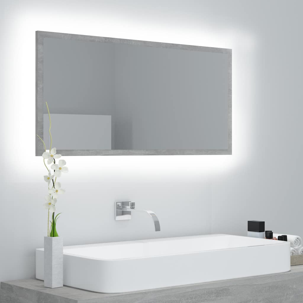 LED vannitoa peeglikapp, betoonhall, 90x8,5x37 cm, akrüül