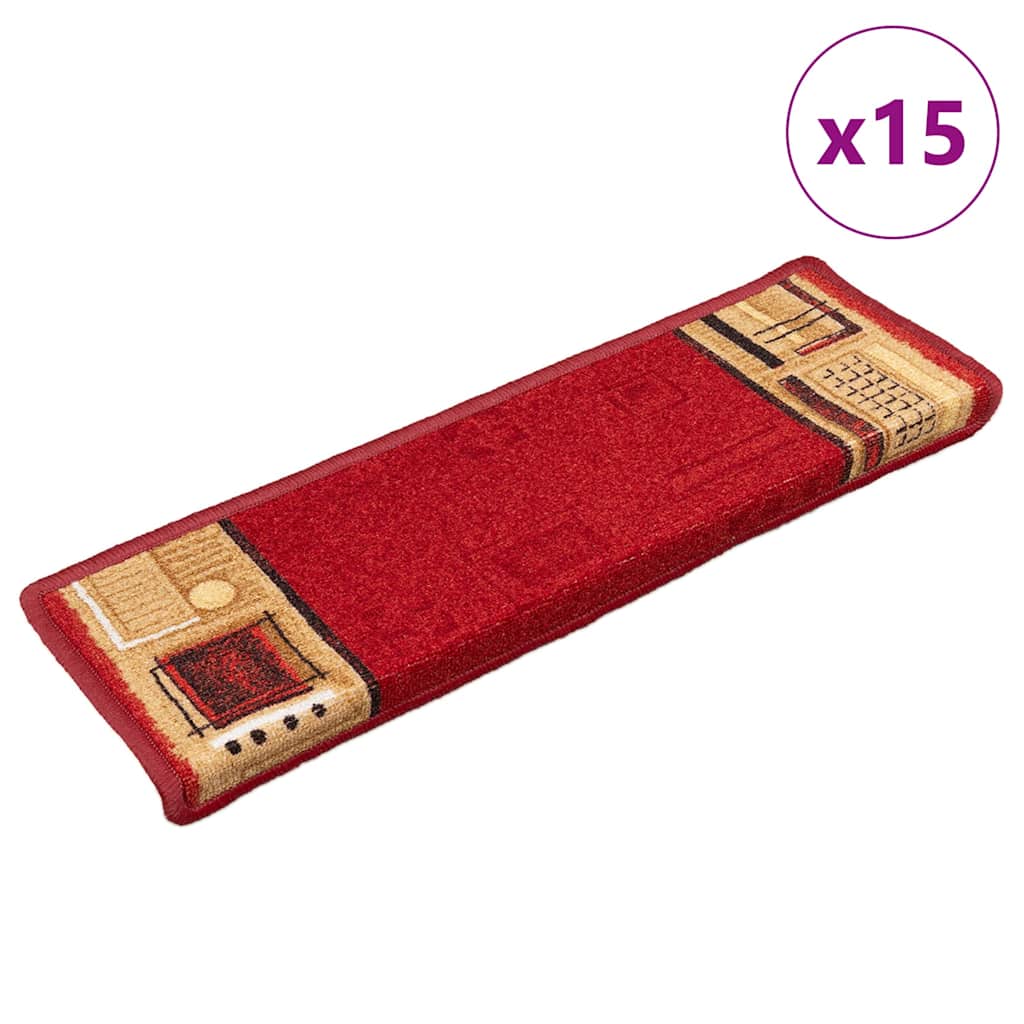 Isekleepuv trepivaip 15 tk, 65x21x4 cm, punane