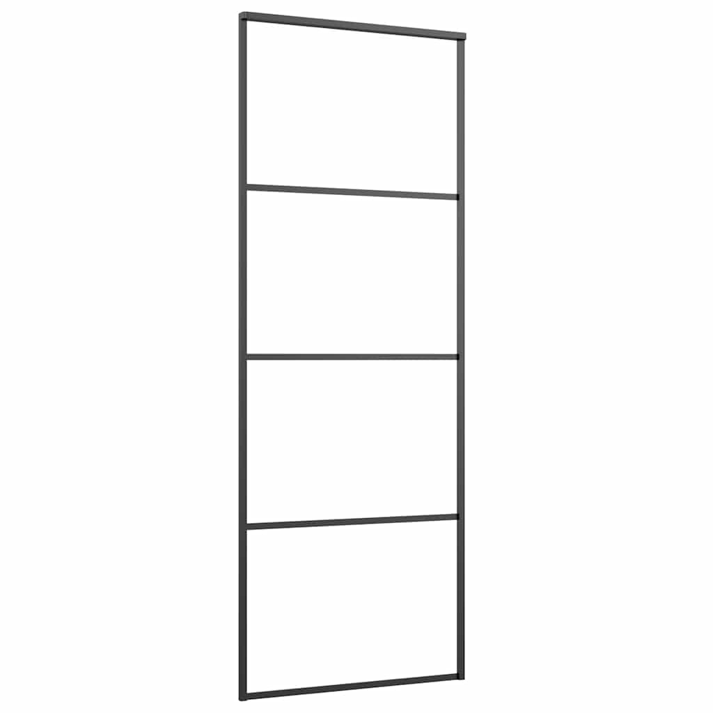 Liuguks, alumiinium ja ESG-klaas, 76 x 205 cm, must