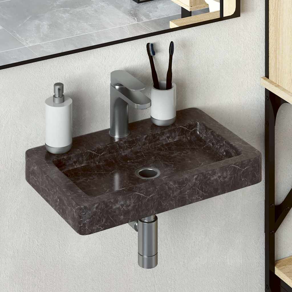 Seinale kinnitatav valamu, must, 38x24x6,5 cm, marmor
