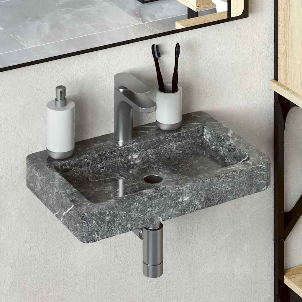 Seinale kinnitatav valamu, hall, 38x24x6,5 cm, marmor