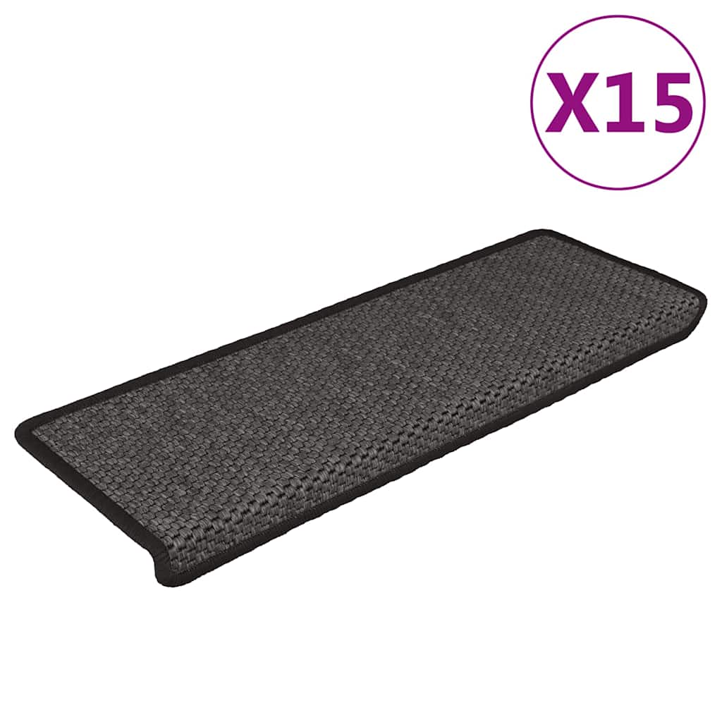 Isekleepuv trepivaip, sisal, 15 tk, 65x21x4 cm, antratsiit