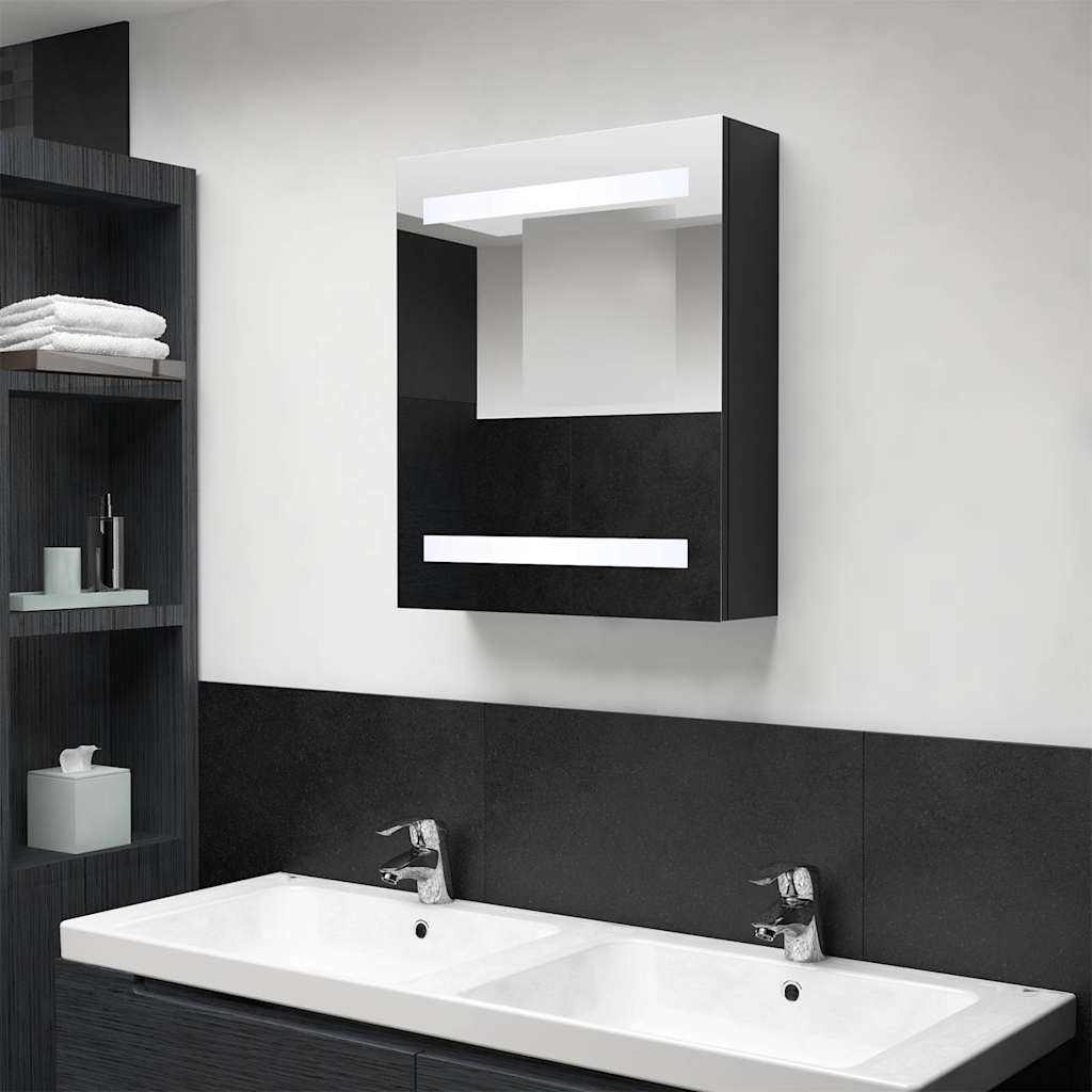 LED vannitoa peegelkapp, must, 50 x 14 x 60 cm