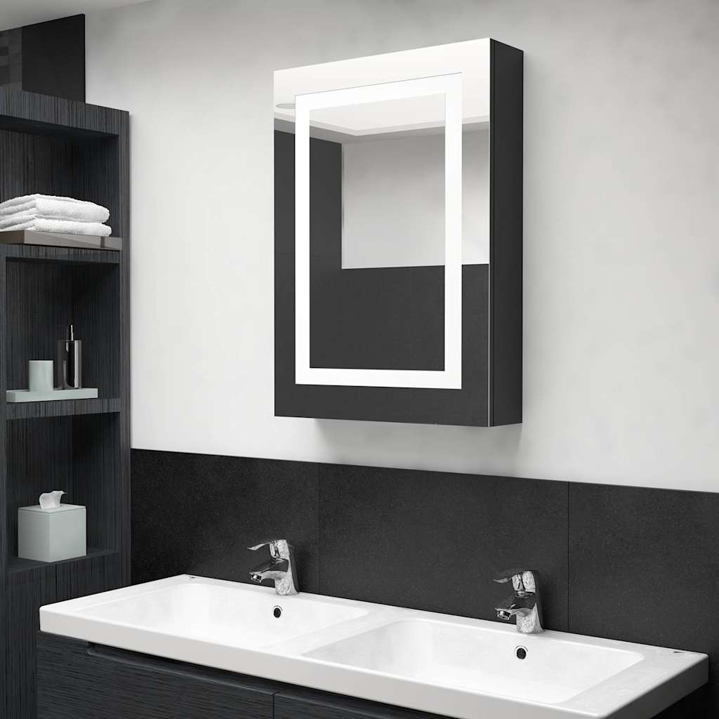 LED vannitoa peegelkapp, säravvmust, 50 x 13 x 70 cm