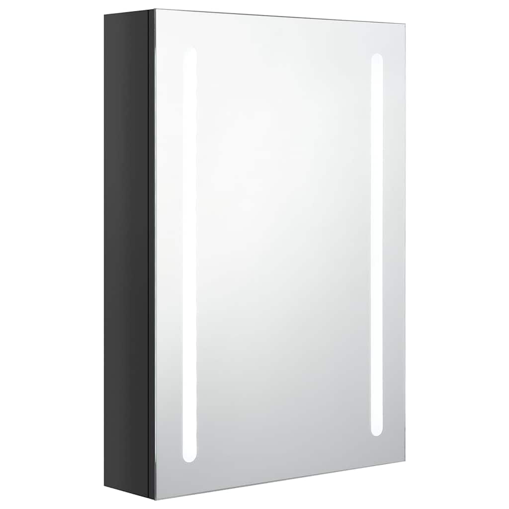 LED vannitoa peegelkapp, säravmust, 50 x 13 x 70 cm