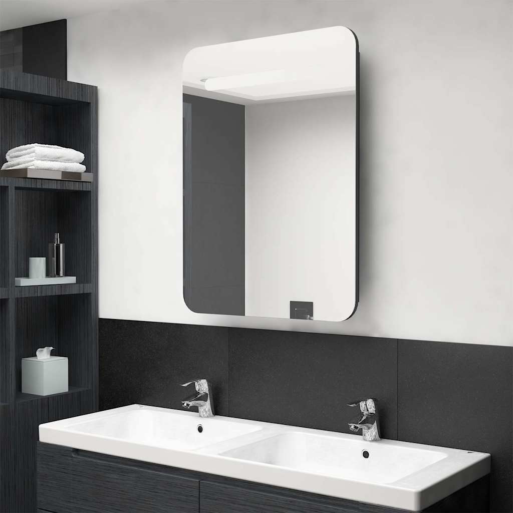 LED vannitoa peegelkapp, säravmust, 60x11x80 cm