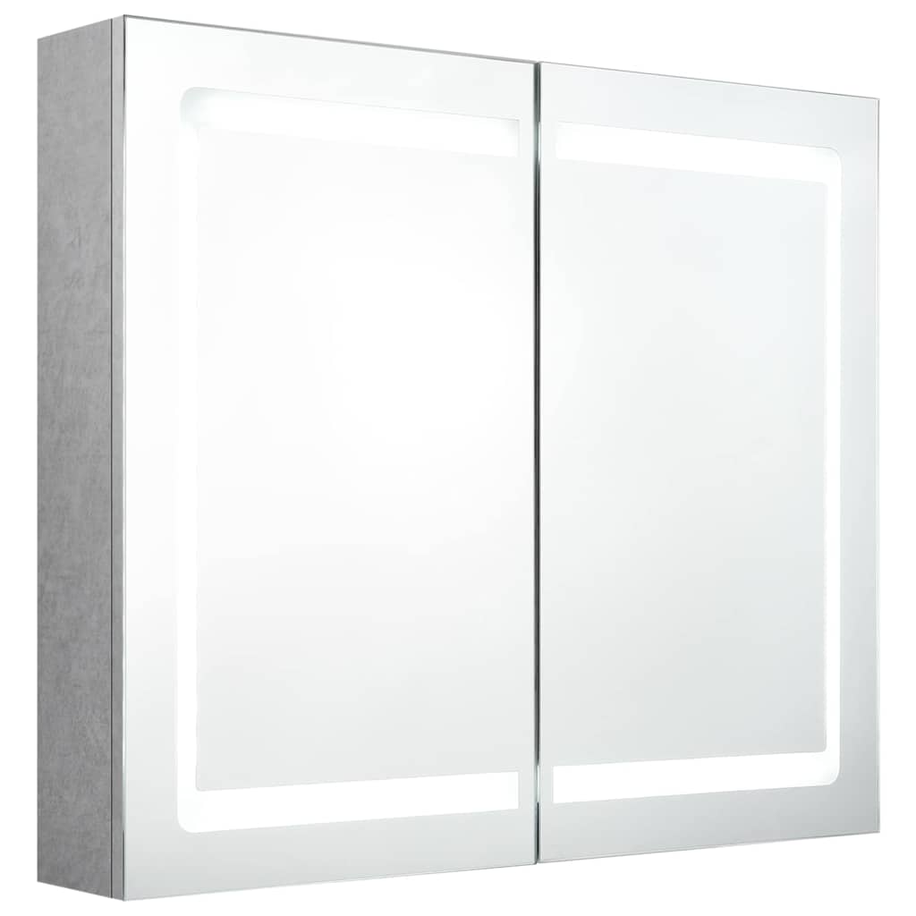 LED vannitoa peegelkapp, betoonhall, 80 x 12 x 68 cm