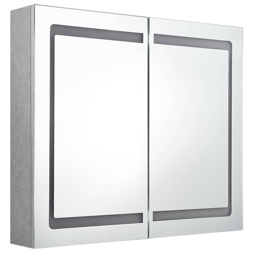LED vannitoa peegelkapp, betoonhall, 80 x 12 x 68 cm