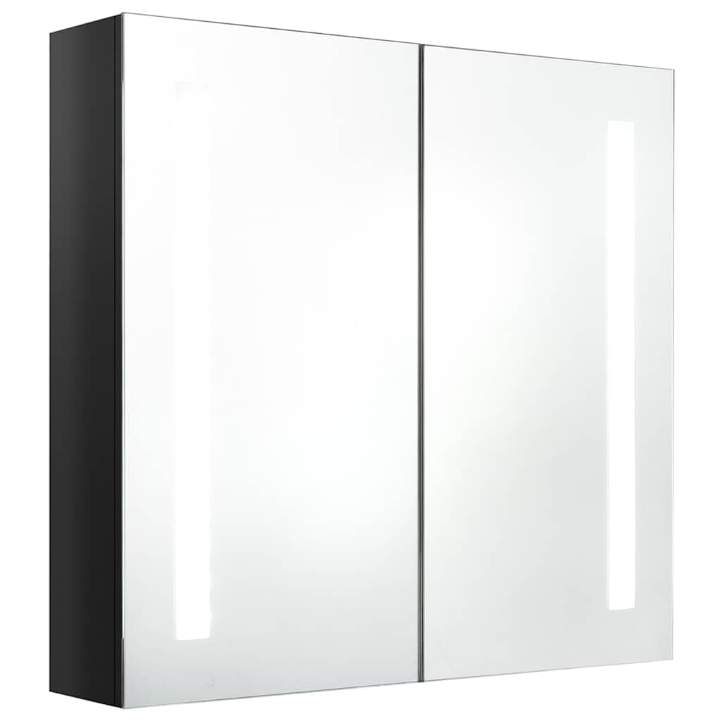 LED vannitoa peegelkapp, läikega must, 62 x 14 x 60 cm