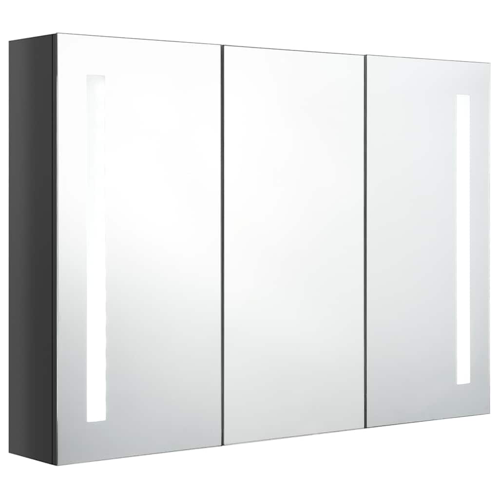 LED vannitoa peegelkapp, 89 x 14 x 62 cm, säravhall