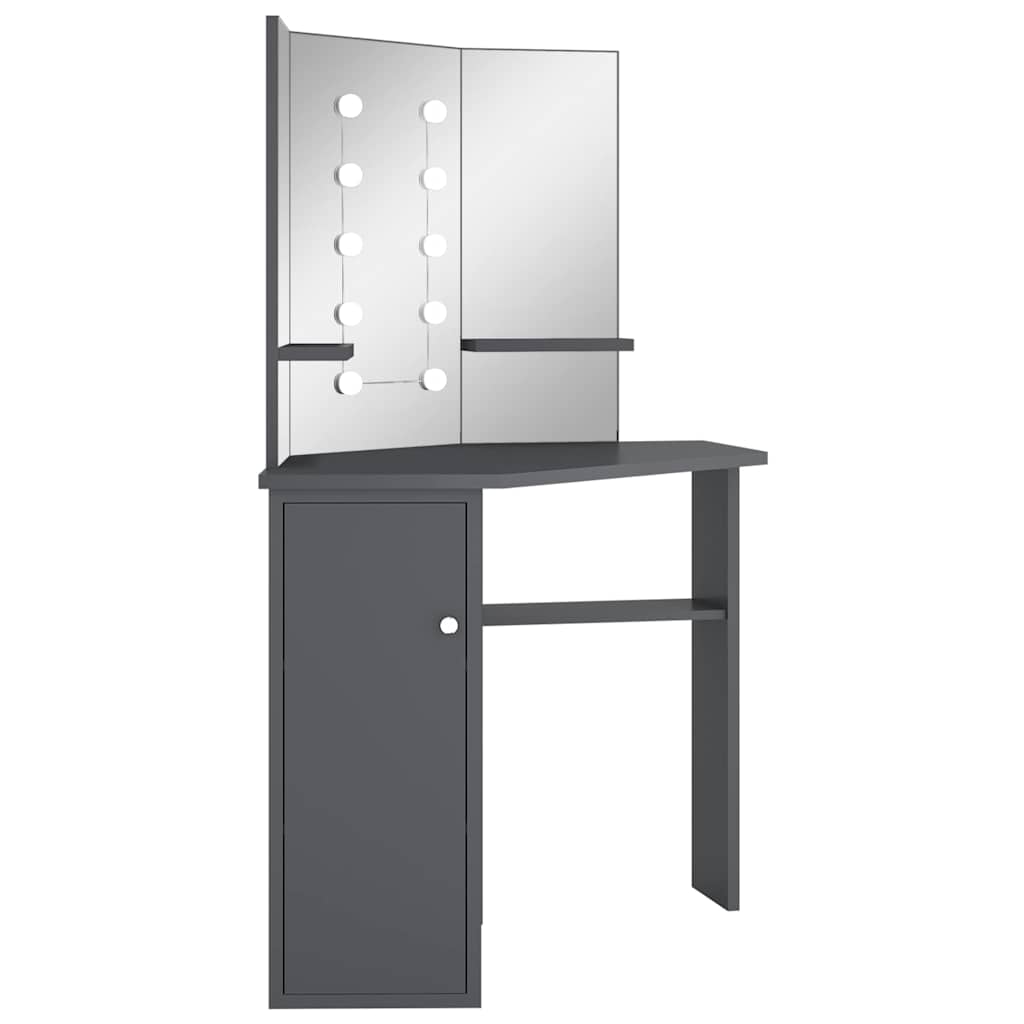 Nurga tualettlaud LED-tulega, hall, 111 x 54 x 141,5 cm