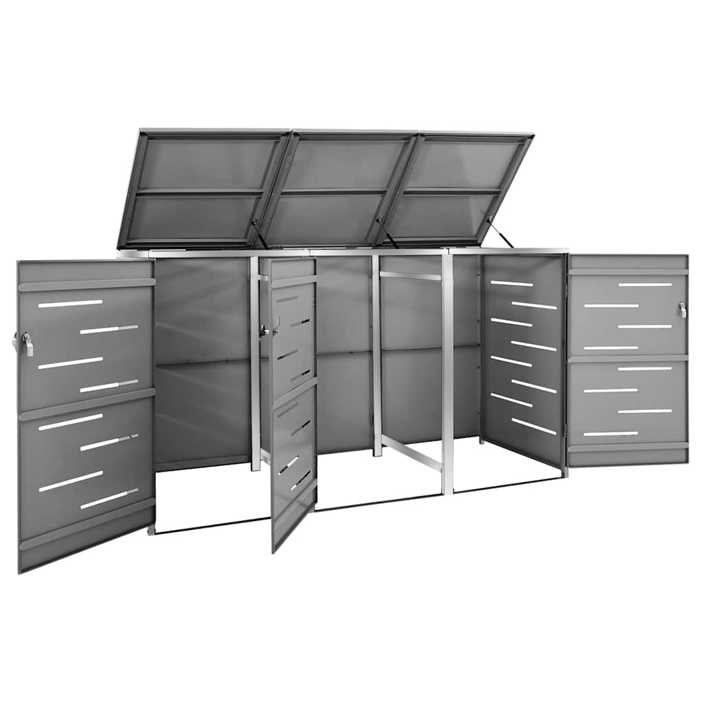 Kolme prügikasti kuur 207x77,5x115 cm, roostevaba teras