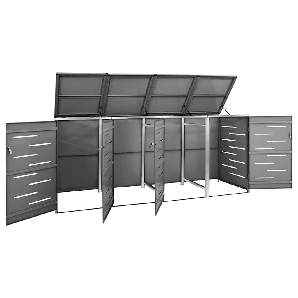 Nelja prügikasti kuur 276,5x77,5x115 cm, roostevaba teras