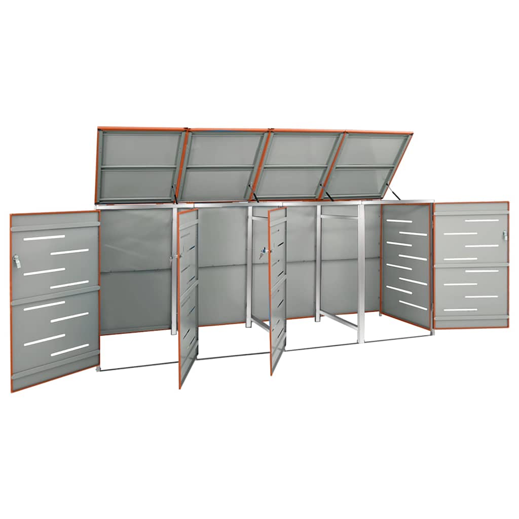 Nelja prügikasti kuur 276,5x77,5x115 cm, roostevaba teras