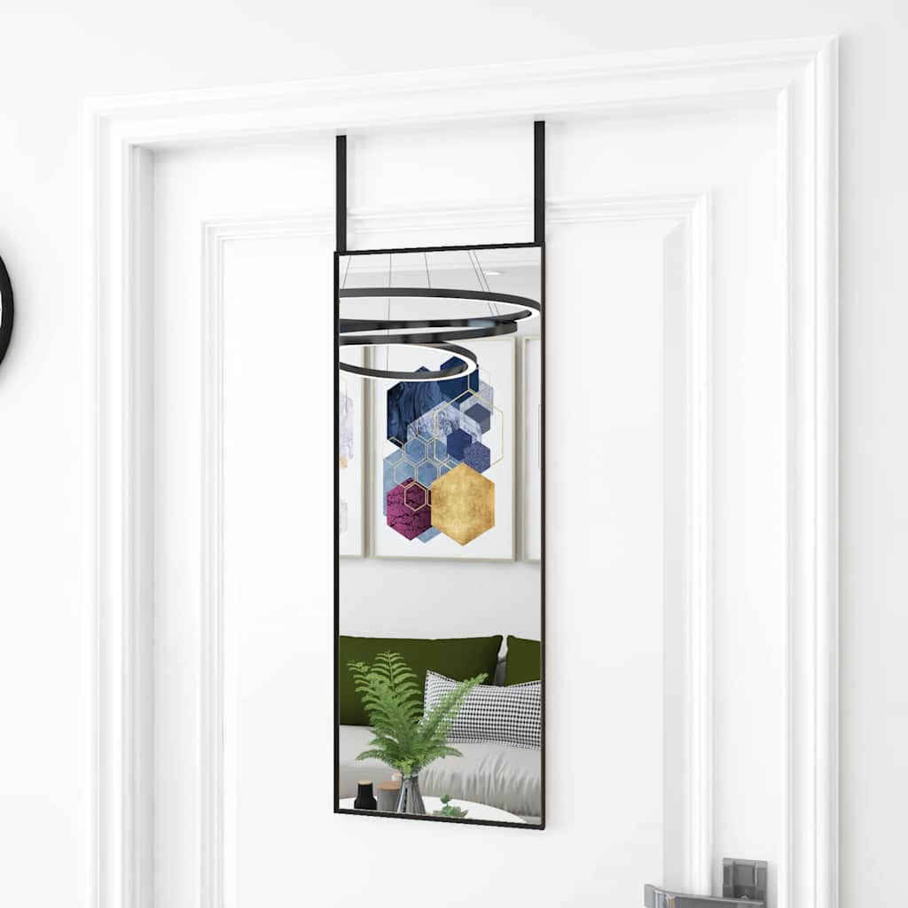 Uksepeegel, must, 30 x 80 cm, klaas ja alumiinium