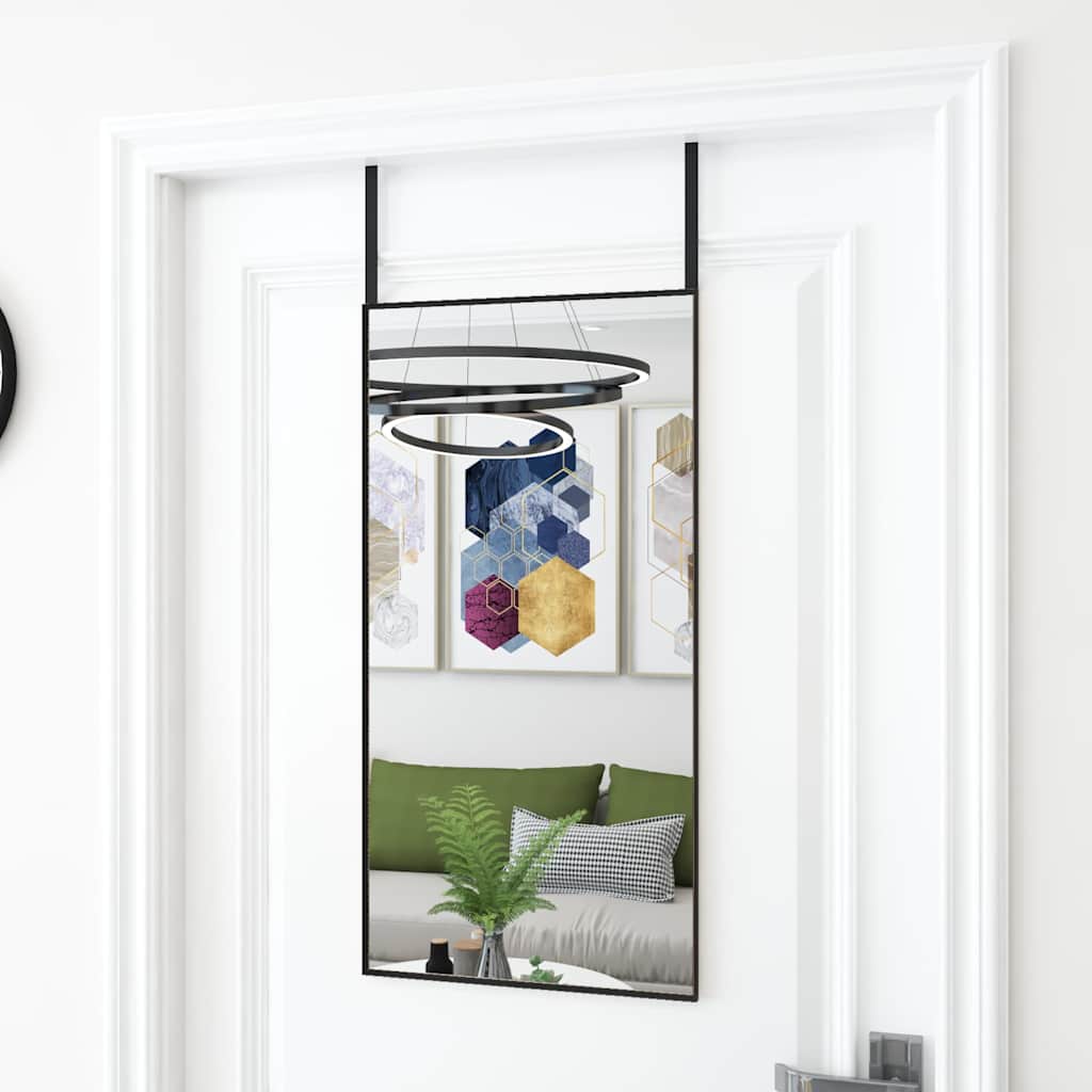 Uksepeegel, must, 40 x 80 cm, klaas ja alumiinium